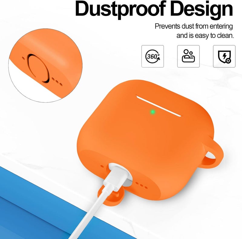 ATUAT Compatible with AirPods 4 Case Cover, Protective Silicone Skin Accessories with Keychain for Women Men for Apple AirPods 4th Generation Case(2024), Front LED Visible, Orange - Image 4
